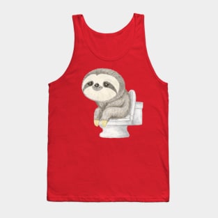 Sloth sitting on the toilet Tank Top